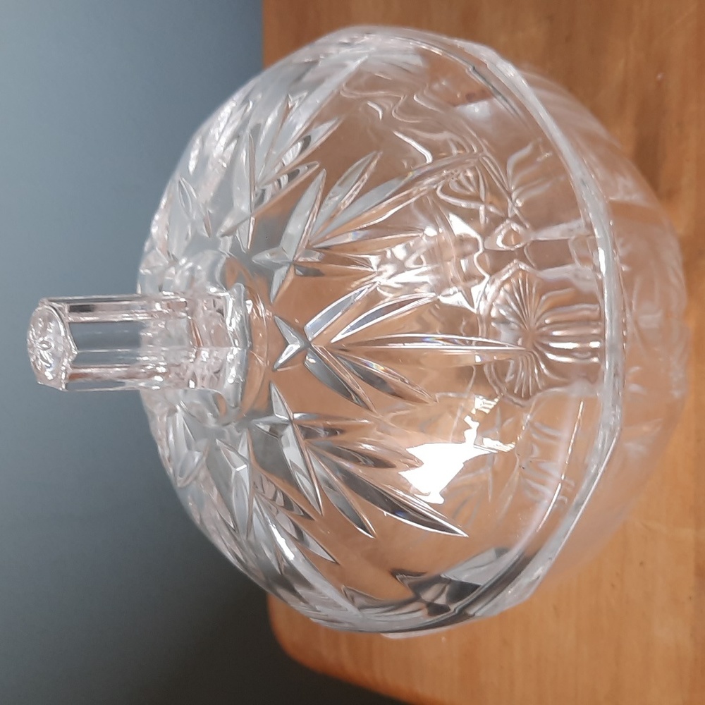 Vintage Apple-Shaped Crystal Cut Bowl With Lid